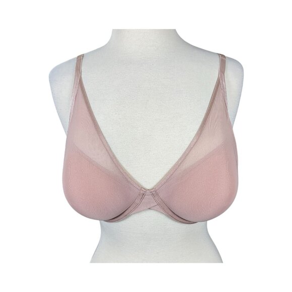 Soma LIghtest Lift Pink Blush Mesh Plunge Underwire Bra 36DD Adjustable Straps - Picture 1 of 5